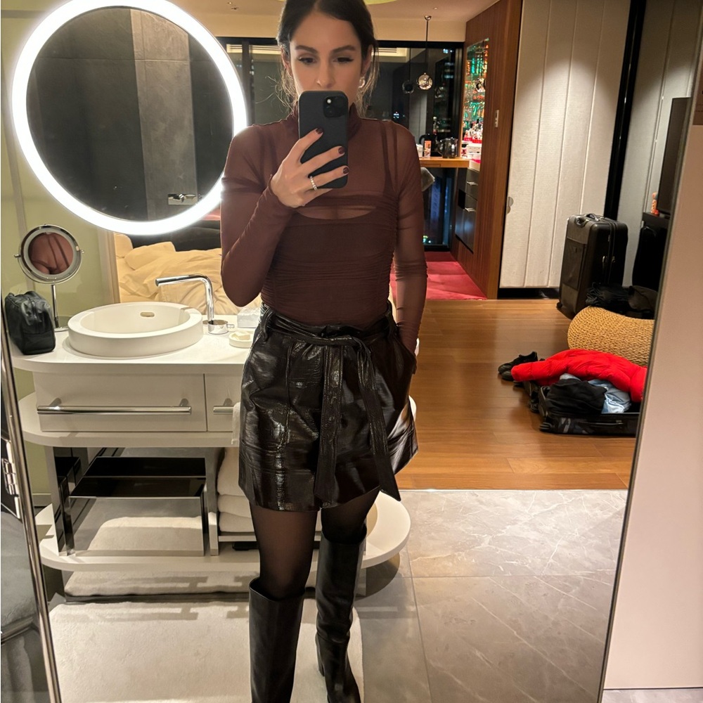 Topshop belted croc skirt